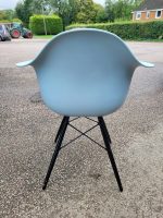 Vitra DAW Armchairs White Shell Navy Blue Upholstered Seats - Set of 3 Chairs - Image 19