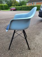 Vitra DAW Armchairs White Shell Navy Blue Upholstered Seats - Set of 3 Chairs - Image 20