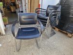 Kusch + Co Visitor Stackable Chairs Black Leather - Chrome Cantilever Base