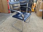 Kusch + Co Visitor Stackable Chairs Black Leather - Chrome Cantilever Base - Image 3