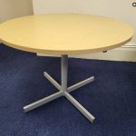 Round Meeting Office Table Circular Wooden Top Compact Modern Design - 100cm