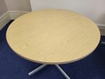 Round Meeting Office Table Circular Wooden Top Compact Modern Design - 100cm - Image 2