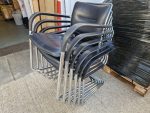 Kusch + Co Visitor Stackable Chairs Black Leather - Chrome Cantilever Base - Image 9