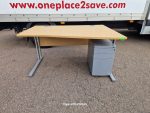 Right-Hand Office Wave Wooden Desk – 120cm with Mobile Lockable Pedestal Cabinet