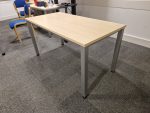Rectangular Office Desk 140cm Wide Modern Light Wood Effect Top Grey Metal Legs - Image 2