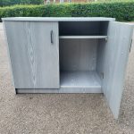 Used Desk Height Double-Door Wood Office Storage Cupboard – Desk-High Cabinet