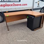 L Shape Office Desk Corner Workstation with Lockable Mobile 3 Drawer Pedestal