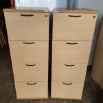 4 Drawer Office Filing Cabinet Maple Wood Lockable - Foolscap Compatible