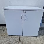 Lockable Storage Office Cabinet Double Door Adjustable Shelf White Cupboard