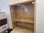 Combi Glass Display Wooden Bookcase Cabinet with Lockable Double Doors Cupboard - Image 4