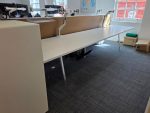 Used Double 4 Person White Bench Desk Back-to-Back Workstation, Cable Management - Image 4