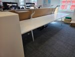 Used Double 4 Person White Bench Desk Back-to-Back Workstation, Cable Management - Image 6