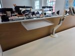 Used Double 4 Person White Bench Desk Back-to-Back Workstation, Cable Management - Image 15