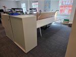 Used Double 4 Person White Bench Desk Back-to-Back Workstation, Cable Management - Image 16
