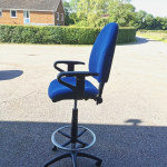 Used Draughtsman Blue Chair Height Adjustable Office High Stool with Foot Ring