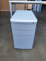Office Rectangular White Desk With Cable Ports 140cm + Lockable Mobile Pedestal - Image 11