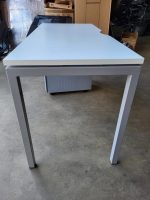 Office Rectangular White Desk With Cable Ports 140cm + Lockable Mobile Pedestal - Image 12