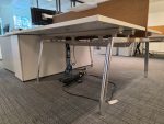 Used Double 2 Person White Bench Desk Back-to-Back Workstation, Cable Management - Image 3
