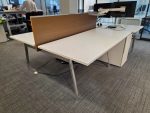 Used Double 2 Person White Bench Desk Back-to-Back Workstation, Cable Management - Image 6