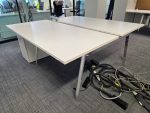 Used Double 2 Person White Bench Desk Back-to-Back Workstation, Cable Management - Image 19