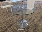 Glass Top Circular Table Chrome Base Conference Modern / Contemporary - 80cm