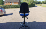 Used Draughtsman Blue Chair Height Adjustable Office High Stool with Foot Ring - Image 8