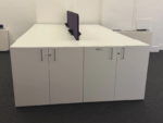 Bench Office Desk Set with Cupboard, Screens - 4 Person Back-to-Back Workstation - Image 32