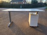 Used White Rectangualr Office Desk – With Mobile Pedestal Cabinet