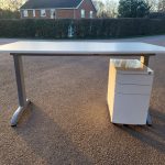 Used White Rectangualr Office Desk – With Mobile Pedestal Cabinet