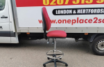 Draughtsman Office Red Chair Height Adjustable High Stool with Foot Ring - Image 6
