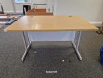 Office Wooden Desk Rectangular Table Workstation + Beech Mobile Pedestal Cabinet - Image 2