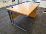 Office Rectangular Wooden Desk With Cable Ports 150cm + Lockable Drawer Pedestal - Image 5