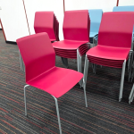 Kinnarps Stackable Visitor Chairs, Red Plastic Shell and Steel Frame - Set of 18