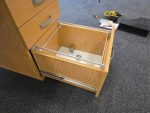 Office Rectangular Wooden Desk With Cable Ports 150cm + Lockable Drawer Pedestal - Image 10