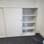 Used Steel Tambour Storage Cupboard – Lockable Office Sliding Door Cabinet