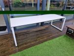 FROVI Outdoor White Table with Bench  - Garden / Patio Modern Furniture - 220cm - Image 2