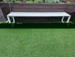 FROVI Outdoor White Table with Bench  - Garden / Patio Modern Furniture - 220cm - Image 3