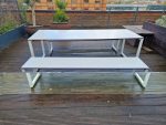 FROVI Outdoor White Table with Bench  - Garden / Patio Modern Furniture - 220cm - Image 4