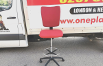 Draughtsman Red Chair Height Adjustable Office Stool w/ Foot Ring and Castors