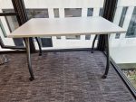 Used Training Office Table – White Mobile Office Desk with Lockable Castors