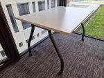 Used Training Office Table – White Mobile Office Desk with Lockable Castors - Image 5