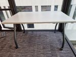 Used Training Office Table – White Mobile Office Desk with Lockable Castors - Image 6