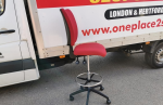 Draughtsman Red Chair Height Adjustable Office Stool w/ Foot Ring and Castors - Image 4
