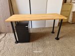 Office Wood Table Rectangular Desk Workstation + Black Mobile Pedestal Cabinet