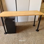 Office Wood Table Rectangular Desk Workstation + Black Mobile Pedestal Cabinet