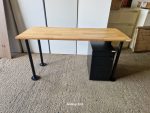 Office Wood Table Rectangular Desk Workstation + Black Mobile Pedestal Cabinet - Image 2