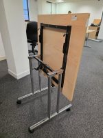 Flip Top Folding Table on Wheels – MFC Top Mobile Desk 75cm - Office Workstation