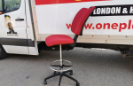 Draughtsman Red Chair Height Adjustable Office Stool w/ Foot Ring and Castors - Image 13