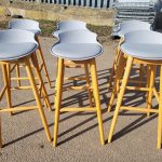 Made Thelma Stools by Sarah Kay Ergonomic Wood Frame Grey Seat - Set of 6 Seats