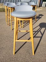 Made Thelma Stools by Sarah Kay Ergonomic Wood Frame Grey Seat - Set of 6 Seats - Image 3